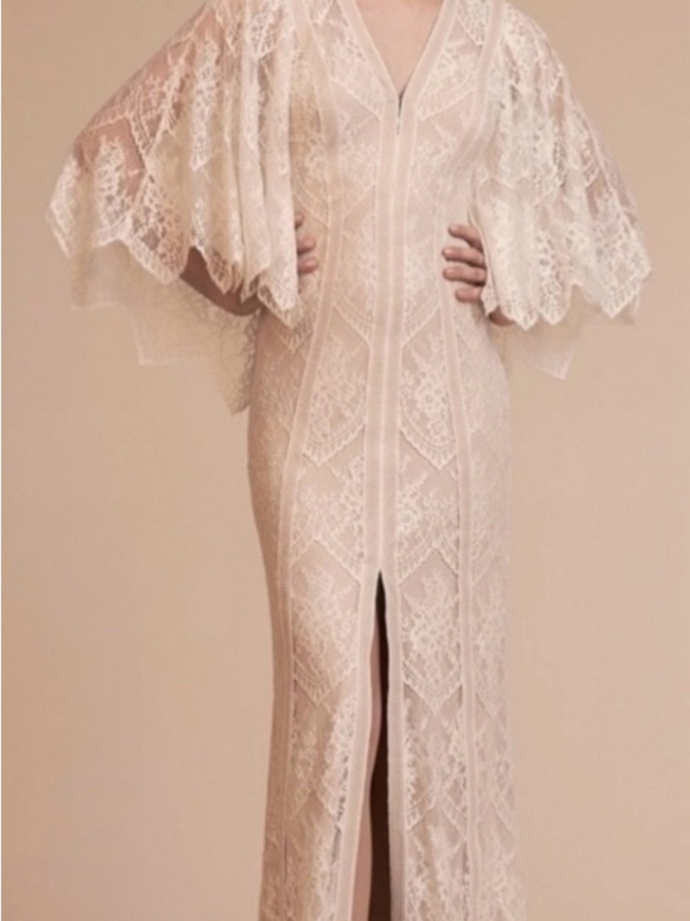 Anthropologie BHLDN x Tadashi Shoji Lorene Dress Boho Lace size 10 white/cream